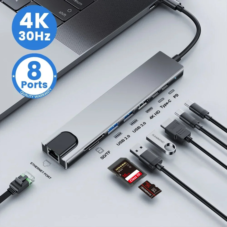 Smart Home Hub 2 - 8-in-1 Type-C dockingstation met 4K HDMI,