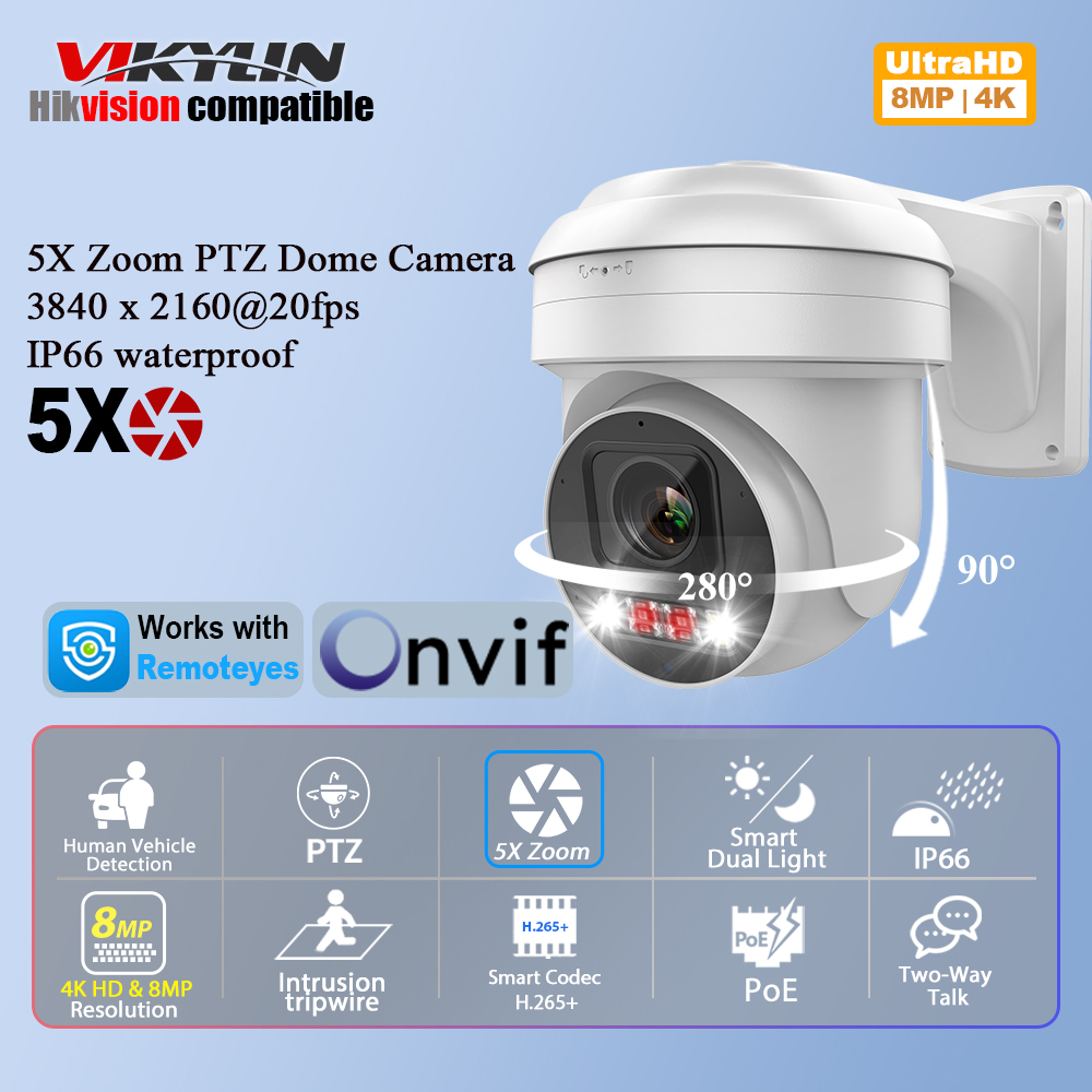 Smart Home Microsoft - Vikylin 8MP IP-beveiligingscamera PTZ 5X optische